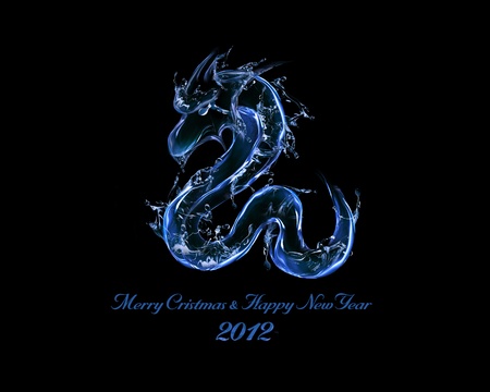 2012 is Year of Black Water Dragon: liquid concept of New Year 2012 illustration for greeting card, calendar coverの写真素材