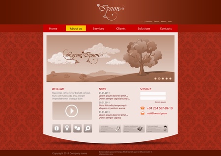 Website template for hotel, restaurant, beuty & spa salon etc. Vintage pattern background design. Editable.のイラスト素材