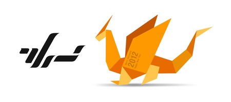 Dragon origami concept Logoのイラスト素材