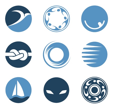 Logo set abstract. Business Circle Icon. Corporate, Vintage, Caffe, Media styles.のイラスト素材