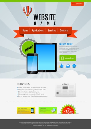Pad & Mobile applications. Website template Retro style.のイラスト素材
