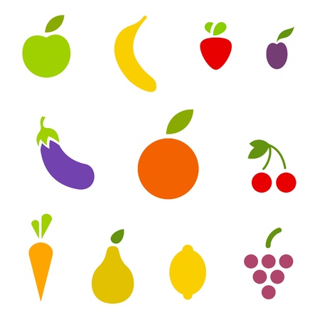 Fruits and vegetables icon set. Vector. Editable.のイラスト素材