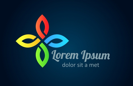 Abstract flower icon. Compass concept. Tourism and travel icon. Four parts. Vector.のイラスト素材