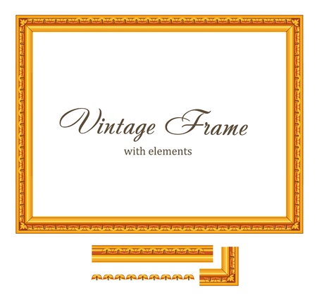 Vintage Gold Frame. High detailed Vector. Consist of parts - so you can make The FRAME any size you want のイラスト素材