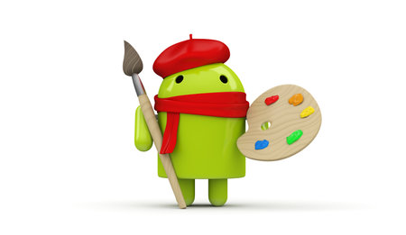Green robot character artist  Concept for application development, mobile phone advertisement のeditorial素材