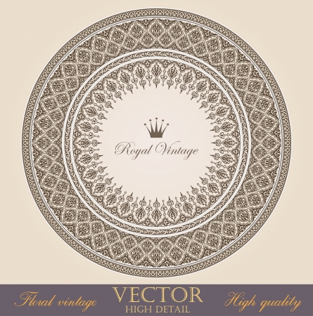Vintage circle Frames design elements collectionのイラスト素材