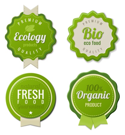 Eco Vintage Labels Bio template set  Ecology Retro designのイラスト素材