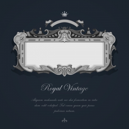 Vintage Greeting card. Elegant Silver Luxury Retro designのイラスト素材