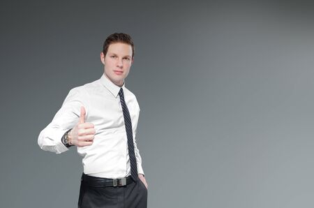 Businessman with thumbs up  Success Idea concept の写真素材