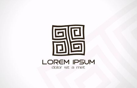 Labyrinth abstract logo template  Puzzle rebus logic  Vector icon  Editable のイラスト素材