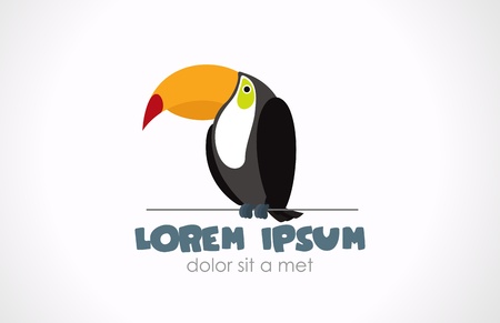 Toucan logo template  Bird is sitting on the rope  Vector icon  Editable のイラスト素材