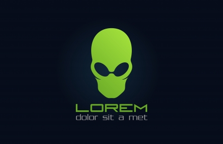 Alien green logo template  Abstract character  Vector icon のイラスト素材