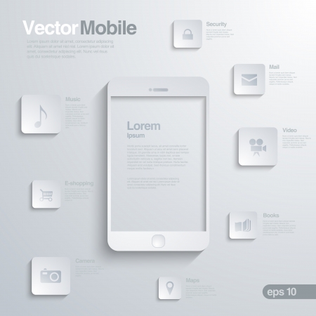 Mobile Smartphone with icon interface. Infographics. Elegant design concept of mobile technology.のイラスト素材