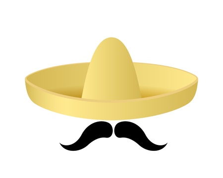 Cartoon sombrero hat with handlebar moustache. のイラスト素材