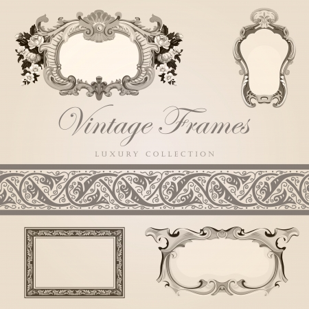 Vintage frames with border  Retro design template のイラスト素材