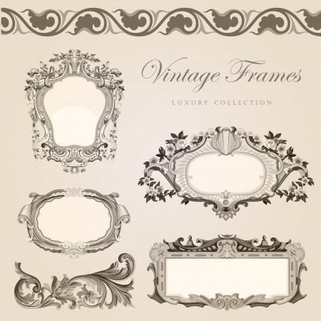 Vintage frames border  Retro wedding invitation templateのイラスト素材