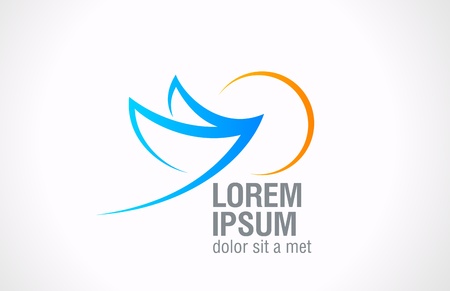 Bird Flying to sun abstract template icon  Success symbol  Editable のイラスト素材