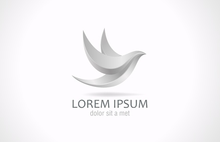 Metal Bird abstract flying logo design template  Steel or Silver symbol icon  Success in your business  Luxury sign のイラスト素材