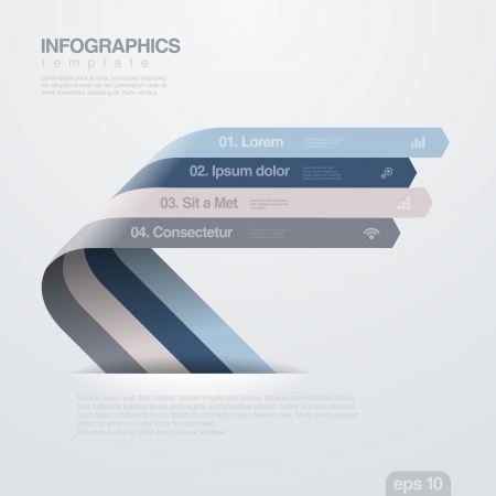 Infographics design template  Creative trendy ribbon flat style  Useful for business and financial report のイラスト素材