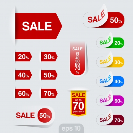 Sales badge, ribbon, sticker design template  Discount sale collection  Retail toolkit のイラスト素材