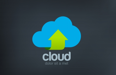 Cloud computing Logo vector design template  Data upload download concept icon  Business Technology symbol のイラスト素材