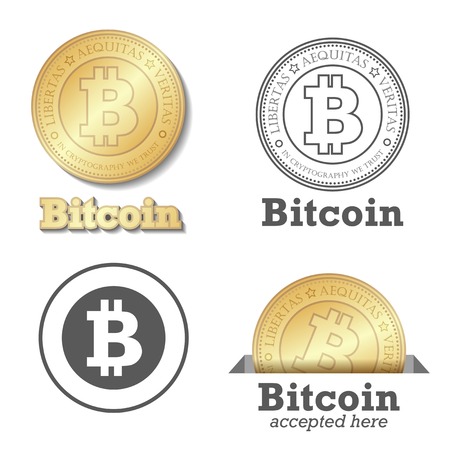 Bitcoin vector design elements set  Bit-coin payment collection Gold coin - digital payments worldwide のイラスト素材