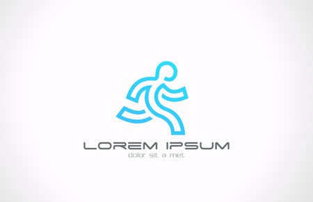 Running man abstract vector logo design  Line art concept trendy icon Science Technology Media style symbol  Smart Delivery idea のイラスト素材