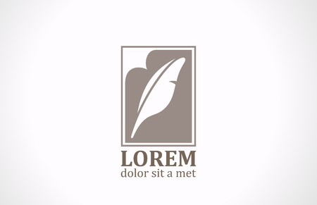 Quill abstract vector logo design  Lawyer, writer symbol Legal emblem concept icon のイラスト素材