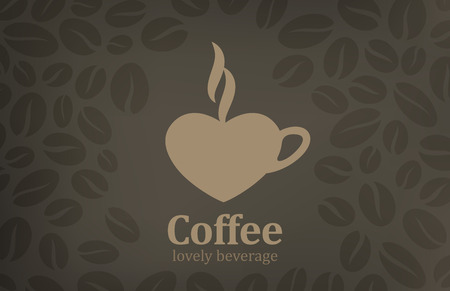 Coffee cup heart shape vector logo design template  Cafe emblem icon Love coffee concept のイラスト素材