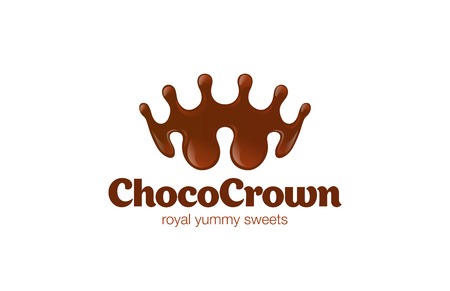 Chocolate Crown shape Splash Logo design vector template.
Choco Royal Sweets Logotype creative idea concept icon.のイラスト素材
