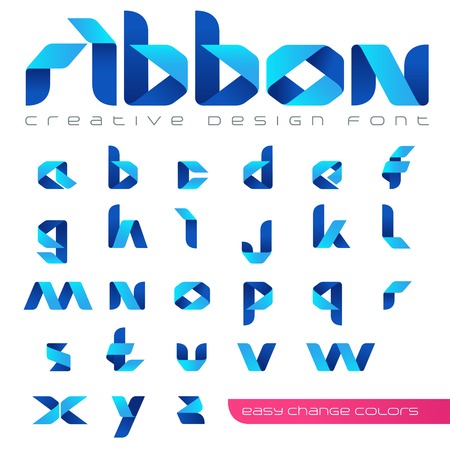 Ribbon Font vector Creative Design hitech style.
ABC tape origami. Alphabet lowercase letters. Use for Logo.のイラスト素材