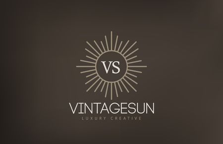 Vintage Sun Logo design vector template.
Retro Circle with Rays Logotype concept icon.のイラスト素材