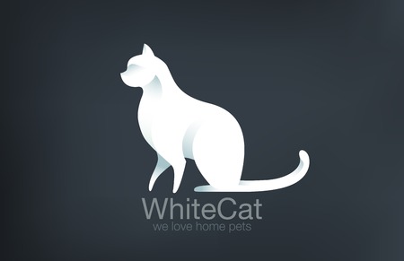 Logo Cat Sitting design vector template.
Logotype Kitty. Home pet icon concept.のイラスト素材