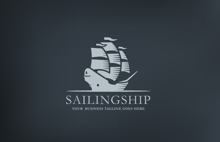 Vintage Sailboat abstract Logo design vector template.
Retro style ship middle age Sailing Logotype.のイラスト素材