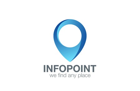 Logo Geo point navigation vector design template. Location Pin map symbol logotype. Looped impossible infinite shape geographic iconのイラスト素材