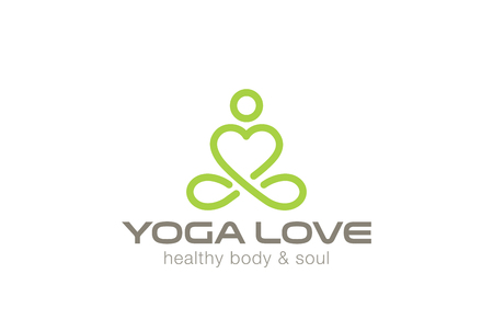 Yoga Logo design vector template. Heart shape inside.
Like Love yoga concept icon. Meditation SPA Logotype.のイラスト素材