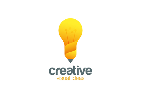 Lamp & Pencil Logo Creative idea symbol vector template.
Bright ideas for your business. Design studio logotype concept icon.のイラスト素材
