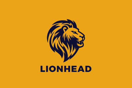 Lion Logo Head Face Vector Abstract Heraldic Vintage Design Style.のイラスト素材
