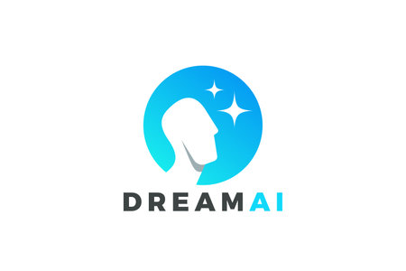 AI Artificial Intelligence Logo Virtual Reality Vector design.
Man Looking at Stars Dreaming Logotype concept app icon.のイラスト素材