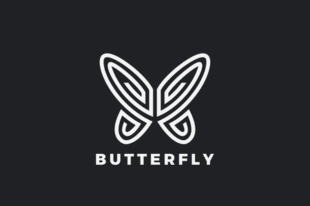Butterfly Logo Elegant Beauty Fashion Luxury Jewelry Design Vector template Linear Outline. Cosmetics Brand Logotype concept icon.のイラスト素材