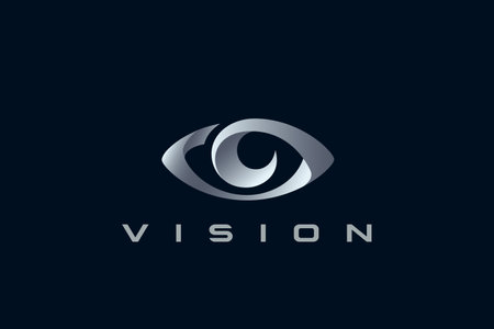 Eye Logo Vision Abstract Design vector template 3D style. Ophtalmology Clinic Optical Media Video Logotype concept icon.のイラスト素材