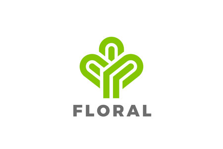 Green Sprute Logo Plant Abstract Design Vector template. Green Farm Eco Organic Meal Products Logotpye concept app icon.のイラスト素材