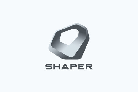Futuristic Abstract Shape Logo Design 3D Vector template. Architecture Hitech Technology Logotype concept art app icon.のイラスト素材