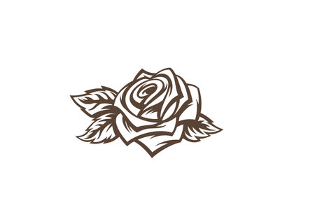 Rose Flower illustration engraving style abstract design vector. Luxury Fashion Cosmetics SPA engrave concept icon.のイラスト素材