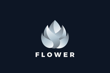 Flower Logo Abstract Luxury Design Metallic Style vector.のイラスト素材
