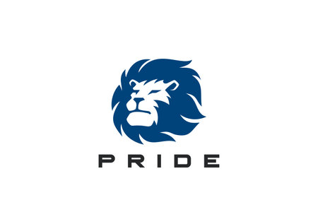 Lion Head Face Logo Abstract Design Vector template Negative Space style.のイラスト素材
