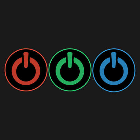 Modern and easy to use set of on off icons with strong and bright neon colorsのイラスト素材