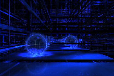 3D blue spaceの写真素材