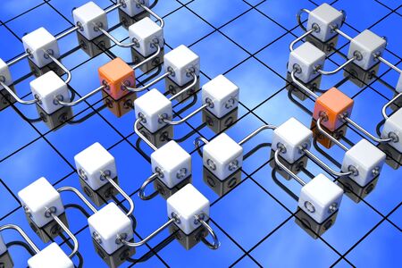 3D rendered illustration of cubesの写真素材