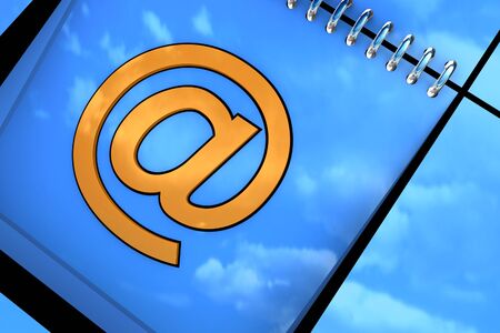 Blue background with email symbol available for backgroundの写真素材